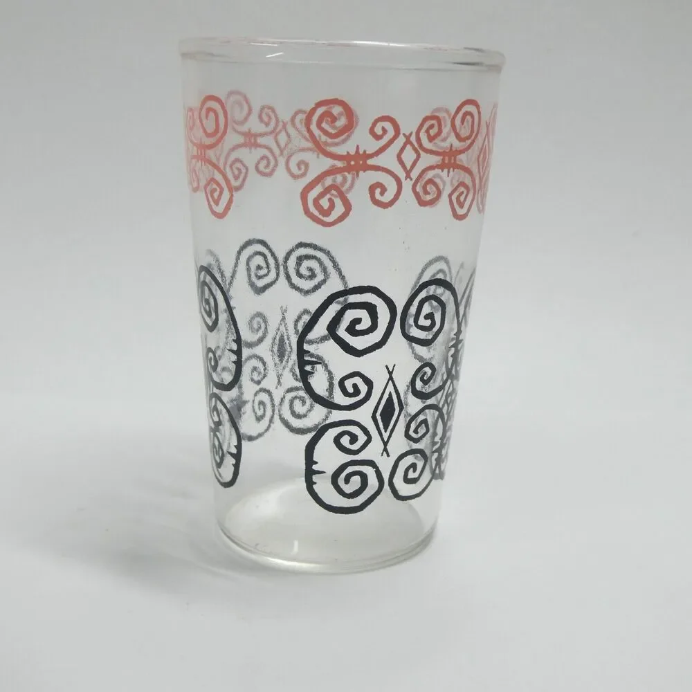 Libbey Pink & Black Scroll Juice Glass 3.75